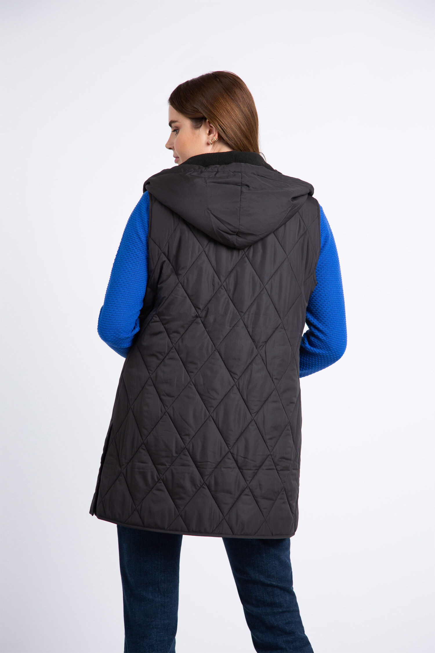 Long Quilted Vest w/ Hood  Image 4